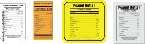 Three different nutrition facts labels on a white background