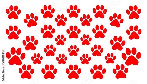 Red paw prints on white background