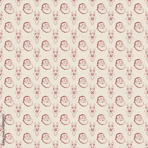 merry Christmas seamless pattern with hearts