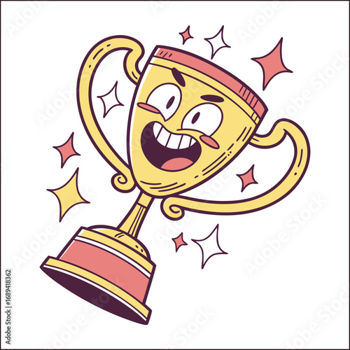 trophy cup design, isolated on background, for success, cut out transparent