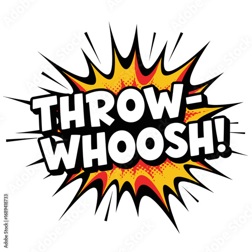 Throw-Whoosh! Comic Book Style Explosion with Red and Yellow Burst