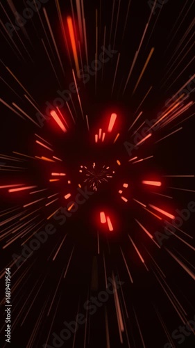 abstract star wars background with red lightspeed effect and light streaks, futuristic glow neon animation  in cyberspace 3d render