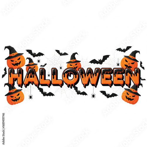 happy halloween card with pumpkin