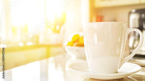 Wallpaper Mural White Mug on a Kitchen Counter with Sunlight Streaming In Torontodigital.ca