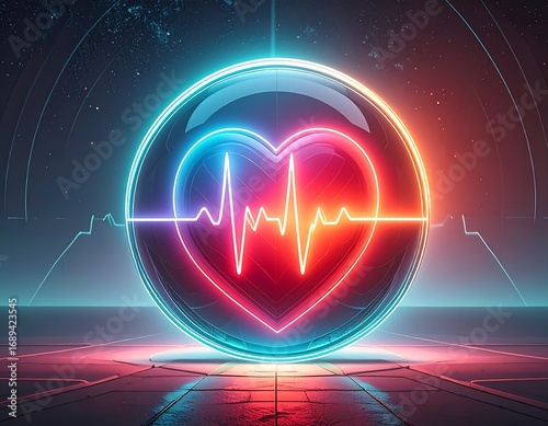 Heartbeat within a glowing orb