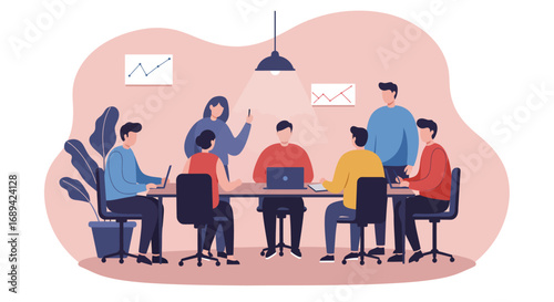 Diverse team collaborates in a modern office meeting, discussing strategies and business ideas. Ideal for themes of teamwork, innovation, and professional development.