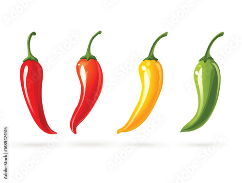 Colorful chili peppers vector illustration on a white background vibrant and fresh food ingredients for spicy cuisine