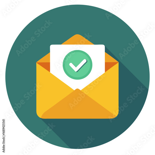 Confirmation mail notification icon. Cartoon vector illustration.