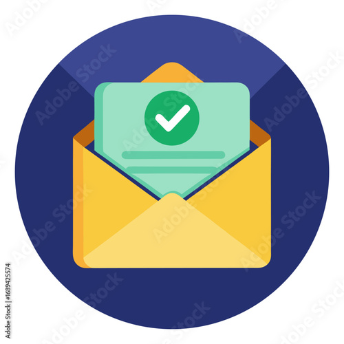 Confirmation mail notification icon. Flat vector illustration.