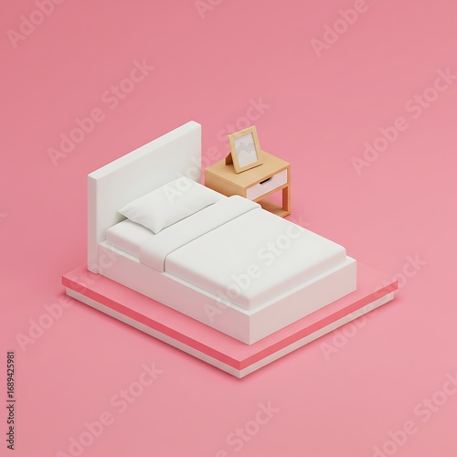 Pink Dreamscape: Low-Poly Bedroom