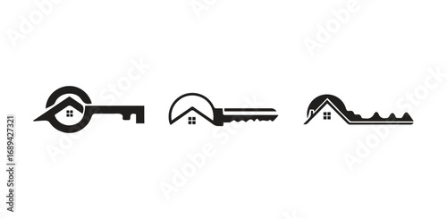 Home lock key or Keys to Real Estate Dreams outline vector icon