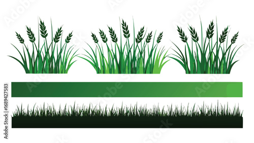 Stylized Grass Bands with Dog Illustration in a Landscape Design