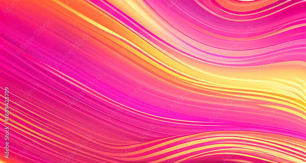 Obraz premium Vibrant Pink and Yellow Abstract Wave Background with Flowing Lines