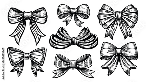 Eight Unique Ribbon Bows Colorful Vector Designs