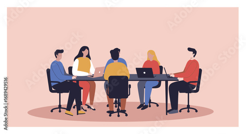 Diverse team collaborating in a modern office meeting, discussing projects and working efficiently. Ideal for business, teamwork, and productivity concepts.