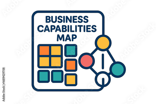 Business capabilities map with colorful blocks and geometric shapes business capabilities map