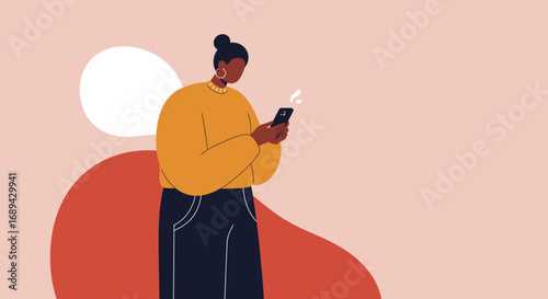 Modern person scrolling on smartphone, engaging with digital content. Concept of communication, social media, or online interaction.