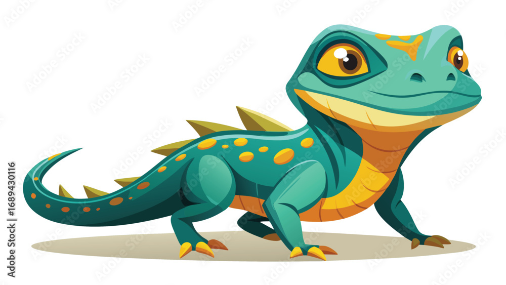 Naklejka premium Vibrant Cartoon Lizard Illustration Colorful Reptile Character Design