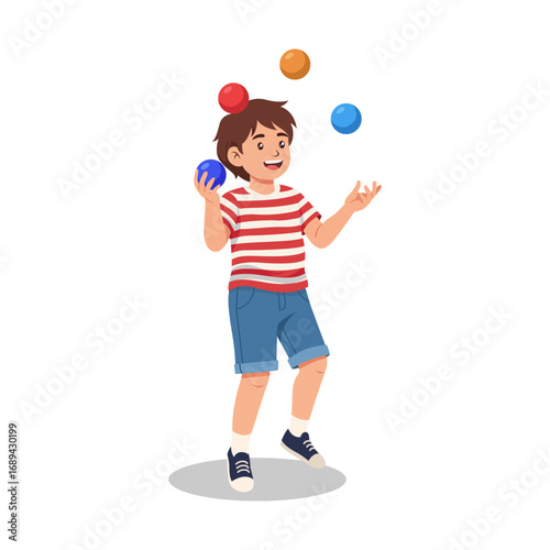 little boy playing with ball