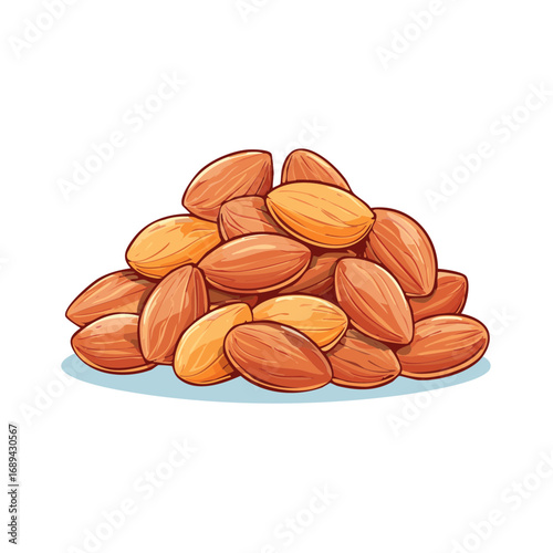 Pile of Almonds Illustration Nutritious Snack Healthy Food Ingredient Isolated Vector Art Vegan Protein Crunchy Delicious