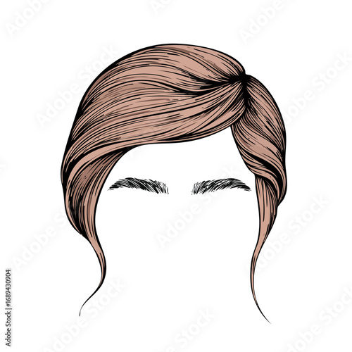 Blonde Bob Hairstyle with Dark Brows on Black Background Illustration