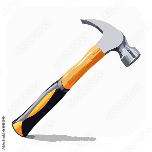 Illustrated claw hammer tool with wood handle for construction and repair projects DIY carpentry illustration