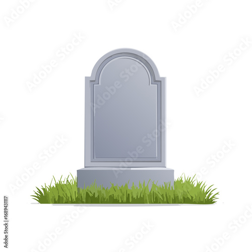 Cartoon gravestone in cemetery grass spooky memorial burial stone grave spooky creepy Halloween death funeral rip