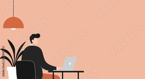 Professional working on a laptop at a desk in a modern office or home environment. Ideal for business, remote work, productivity, and online education concepts.