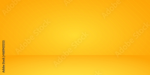 Abstract yellow background with Gradient in empty space studio, Yellow empty space studio gradient used for background, yellow background studio with sparkles used for product shooting.