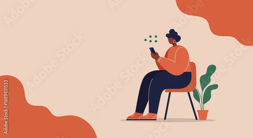 Modern minimalist illustration of a person using a smartphone, representing digital communication, social media, and online connectivity. Ideal for technology and lifestyle content.