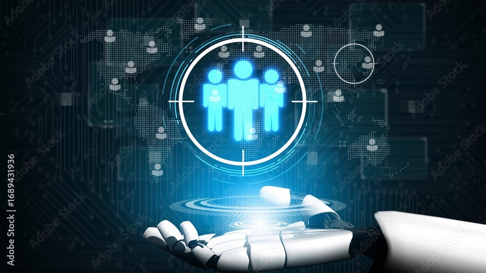 Naklejka premium Target audience analysis, customer segmentation, personalized marketing, audience targeting strategies, and marketing efficiency improvement through smart customer profiling. Muxer