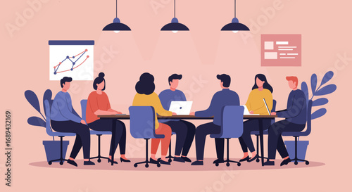 A diverse team collaborates in a modern office meeting, discussing strategy and analyzing data. Ideal for business, teamwork, and professional development concepts.