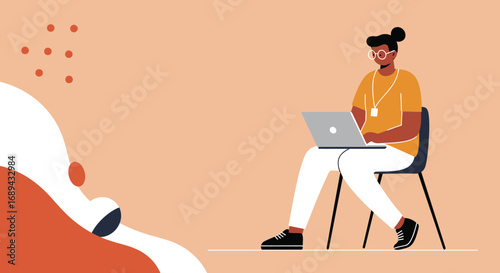 Focused professional working remotely on a laptop, embodying modern productivity, online learning, and flexible work solutions.