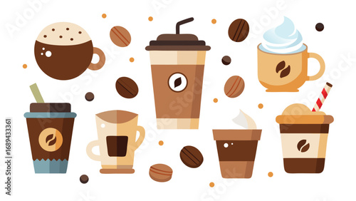 Vector Illustration of Various Coffee Drinks
