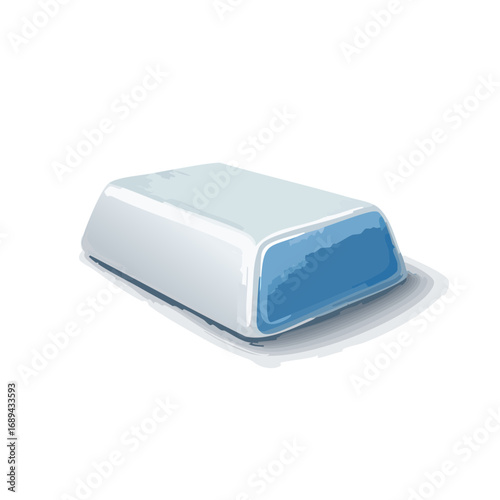 Illustration of blue butter dish kitchenware serving dishes on black background simple shape cooking preparation