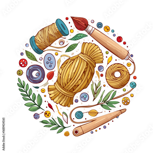 Handicraft Supplies Arrangement Needlework Creative Arts Hobby Materials Illustration