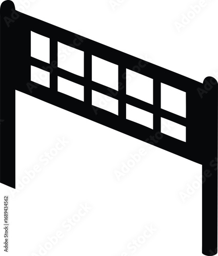 Black silhouette of a tennis net with posts silhouette