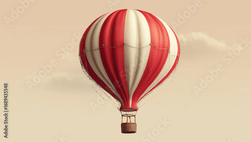 Dreamy flight a vintage style hot air balloon against a soft sky background illustration