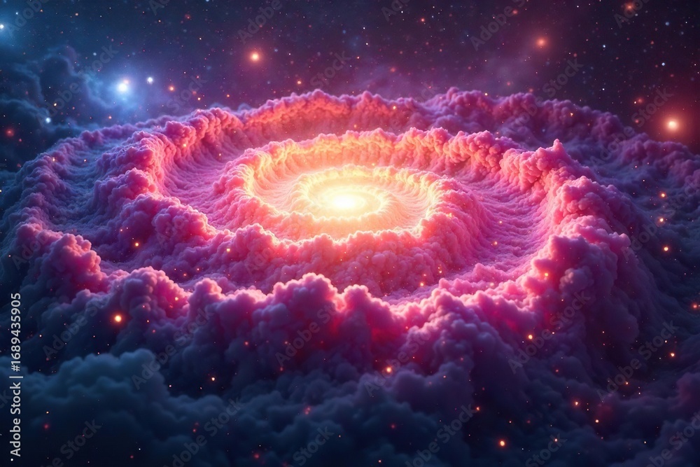 Fototapeta premium Vibrant Nebula Swirl A Close-Up of Cosmic Creation ? Stunning Celestial Gas and Dust in Vivid Colors, Ideal for Science, Space, and Astronomy Projects