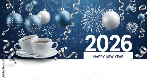 Happy New Year 2026 Floral Illustration