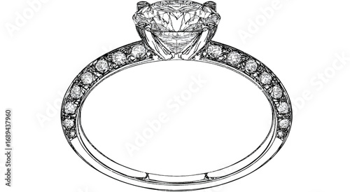 Elegant Diamond Ring Illustration a Symbol of Love Commitment and Lasting Affection Represents an Engagement or Anniversary Gift