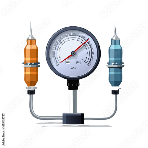 Pressure Gauge with Liquid Reservoirs Industrial Equipment Measurement Illustration