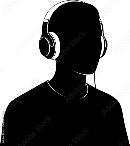 silhouette of a man listening to music