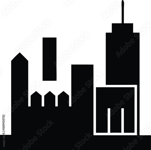 Modern city skyline buildings silhouette illustration