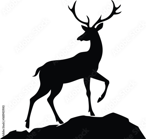 Majestic deer standing proudly on a rocky outcrop silhouette