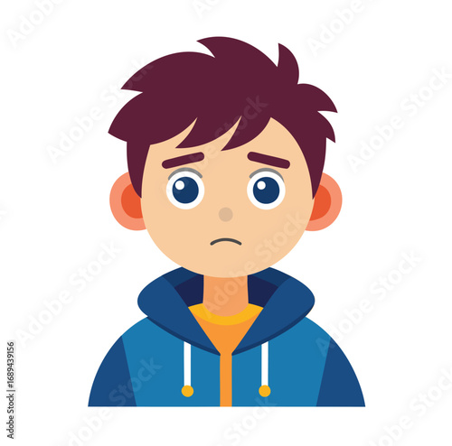Hopeless Boy Icon – Outline Vector Illustration on White Background.