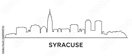 Syracuse Line Art skyline silhouette. Landscape Syracuse, NY. Vector illustration. with white background