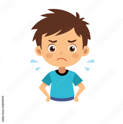 Frustrated Boy Vector Illustration – Emotional Expression on White Background.