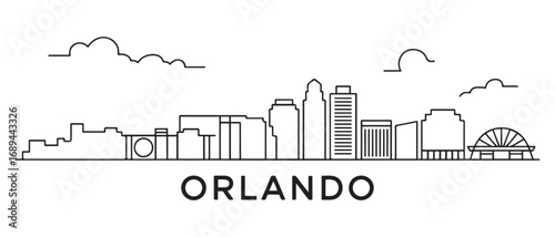 Orlando Line Art skyline silhouette. Landscape Orlando, Florida. Vector illustration. with white background