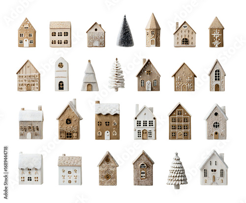 Collection of Miniature Gingerbread Houses for Festive Holiday Decoration